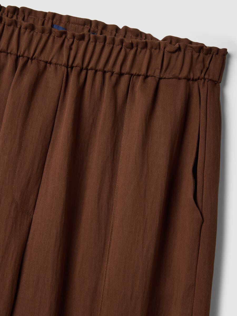 Wide leg brown jogger trousers in Lyocell and viscose blend_5