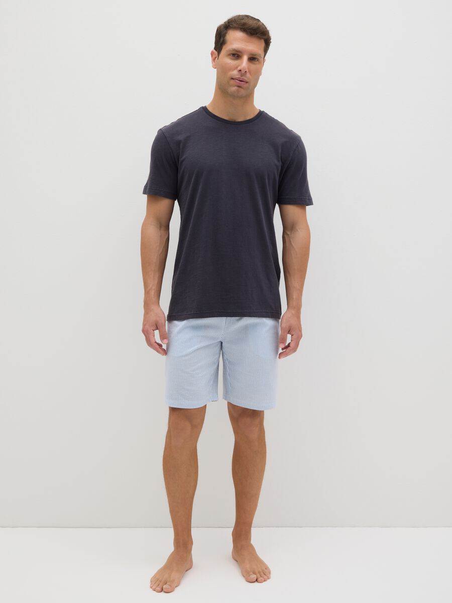 Men's blue pure cotton T-shirt, regular fit_0