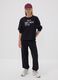 Black organic cotton-blend jogger trousers with printed detail for girls_0