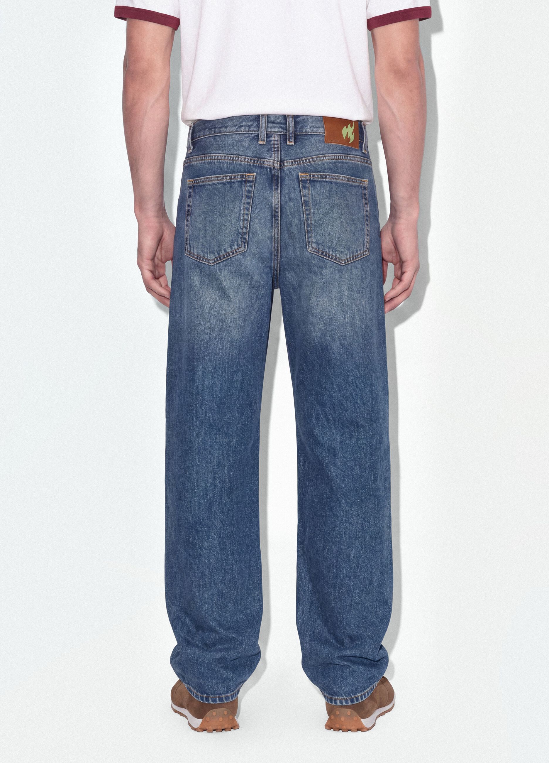 Jeans denim blu in puro cotone loose fit