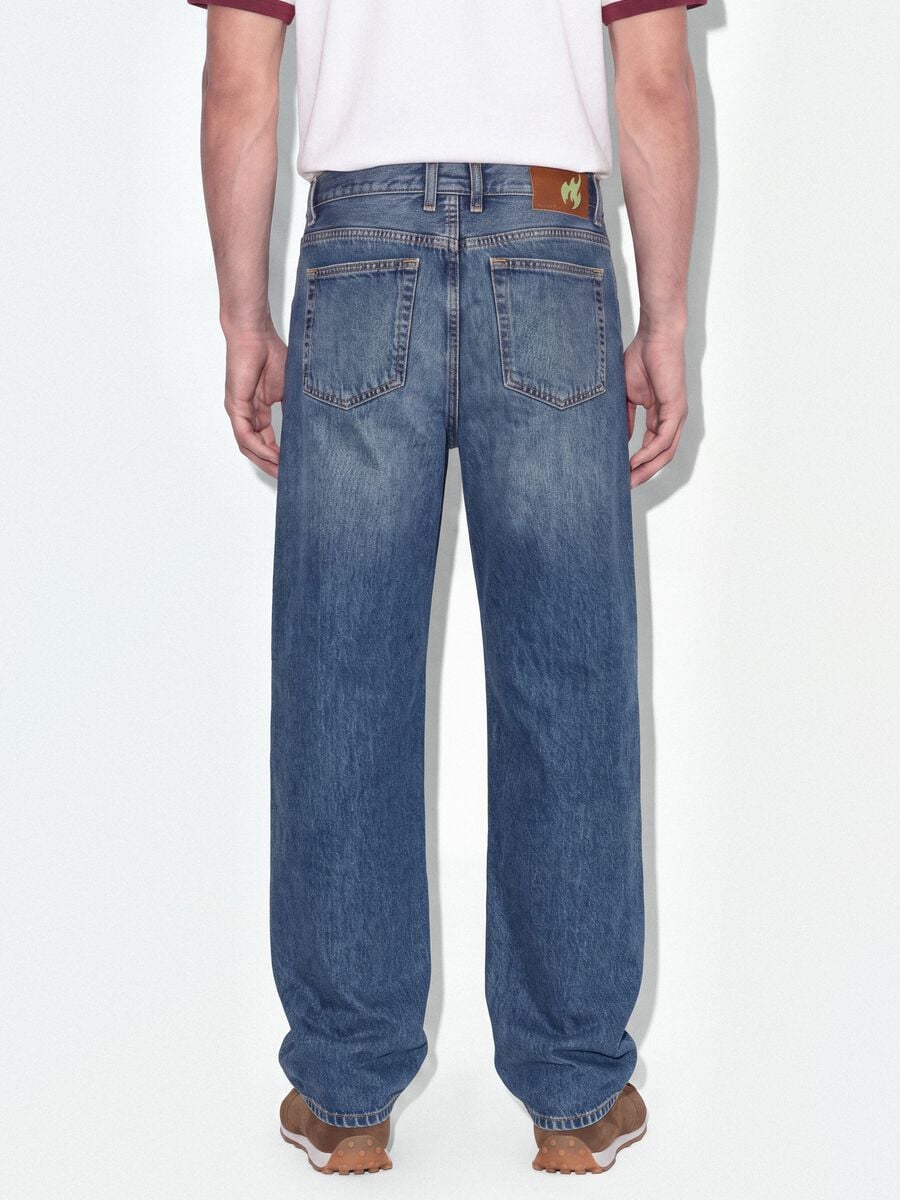 Blue denim jeans in pure cotton, loose fit_3