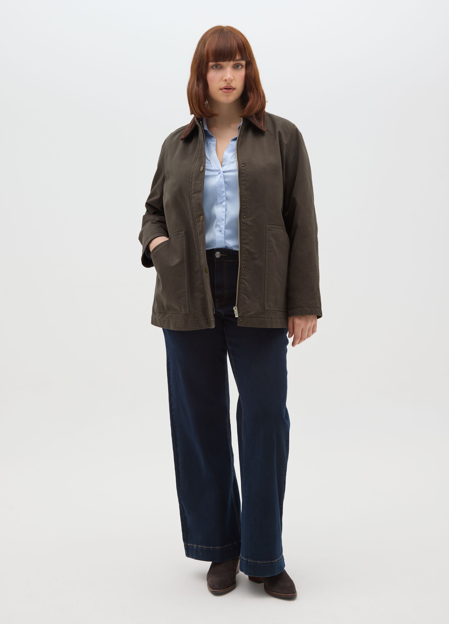 Brown pure cotton regular fit jacket