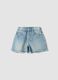 Light blue pure cotton denim shorts with rhinestones_0