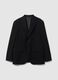 Black regular fit mixed fabric jacket_4