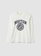 White pure organic cotton T-shirt with varsity print_3