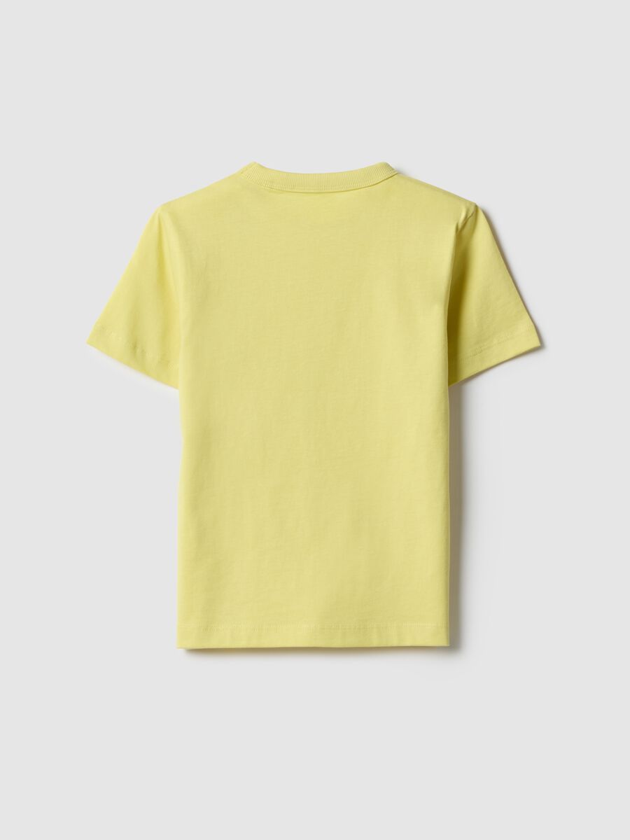 Yellow crew neck t-shirt for boys in pure cotton regular fit_1