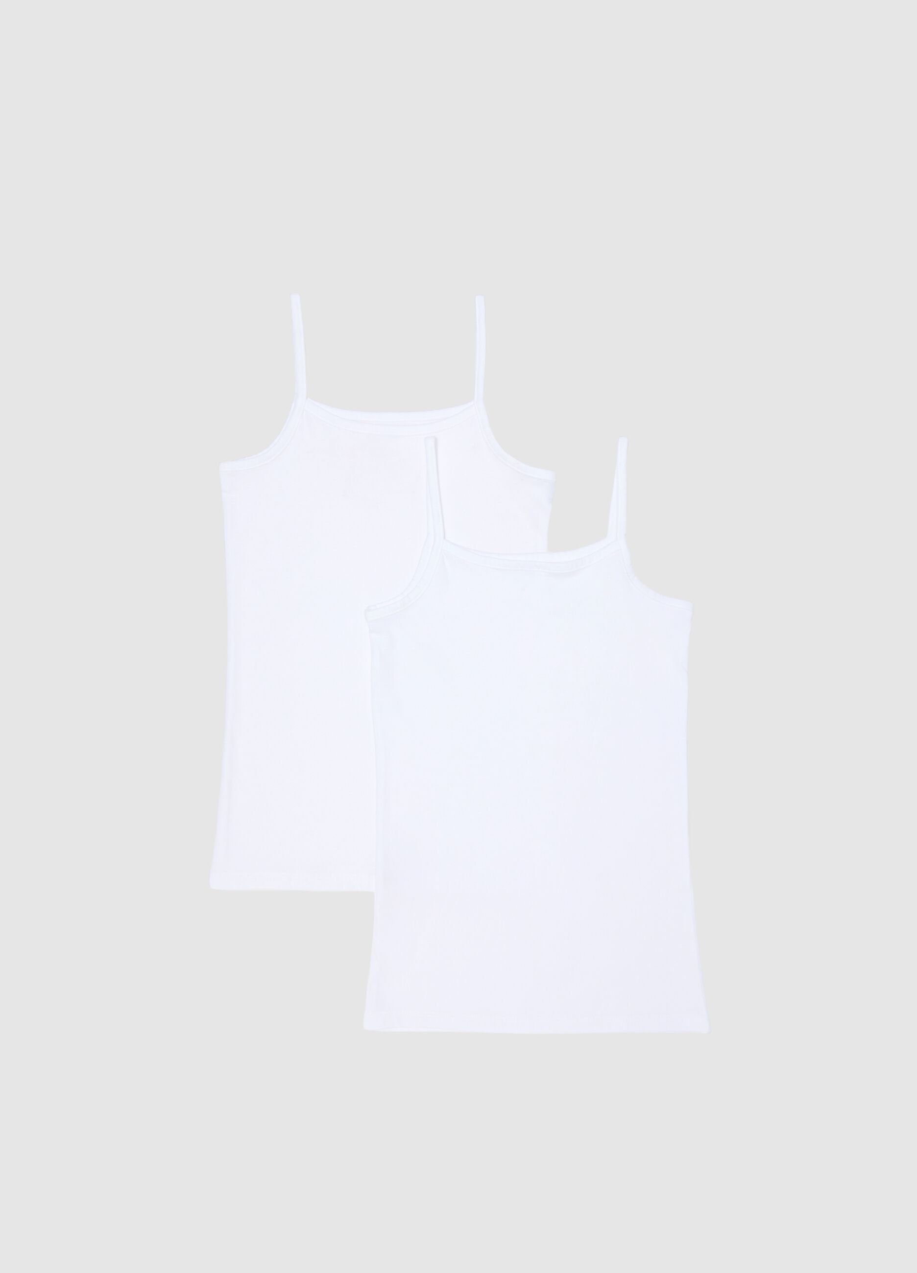 Girl's white tank tops bipack in pure cotton regular fit