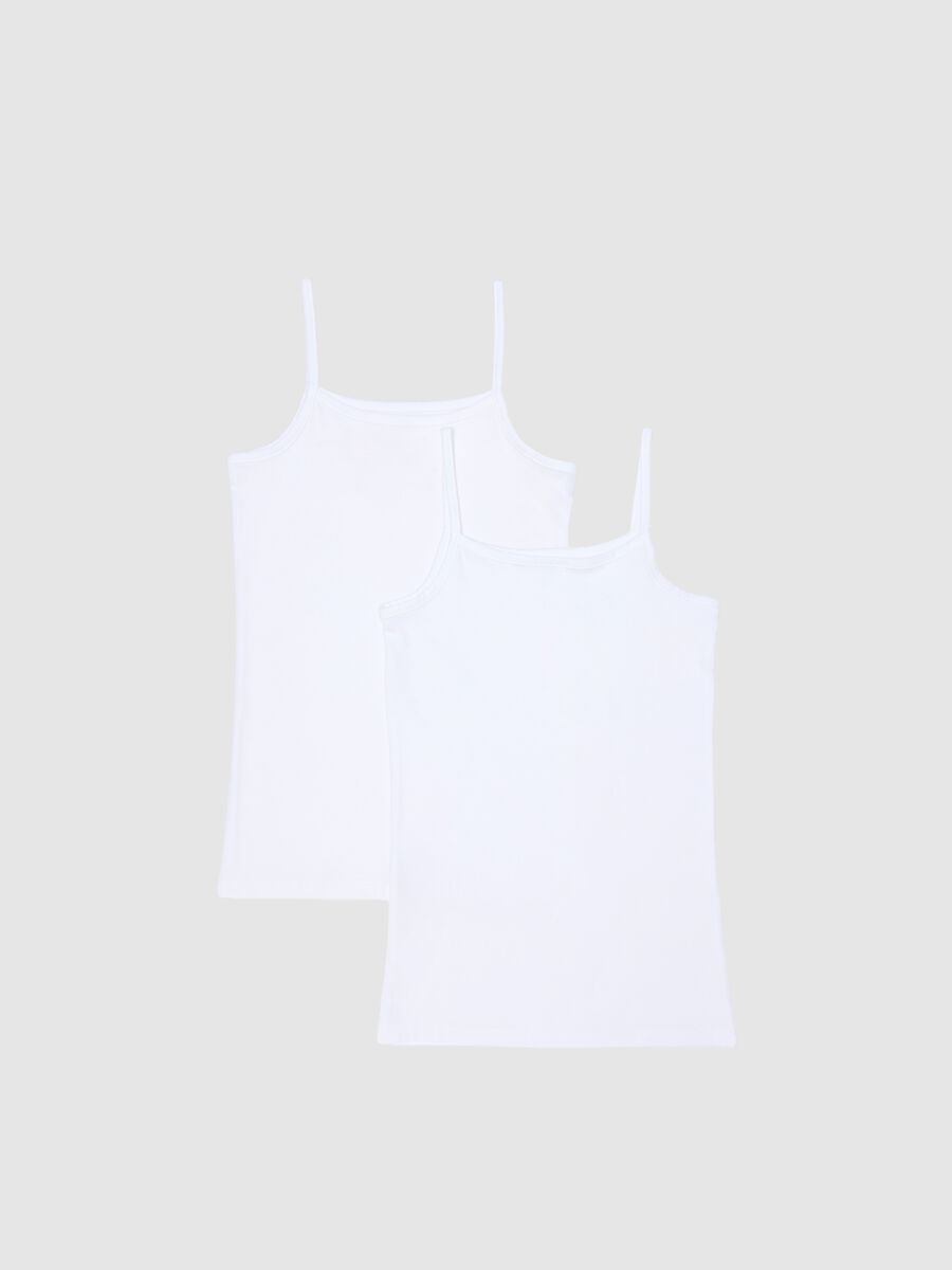 Girl's white tank tops bipack in pure cotton regular fit_0
