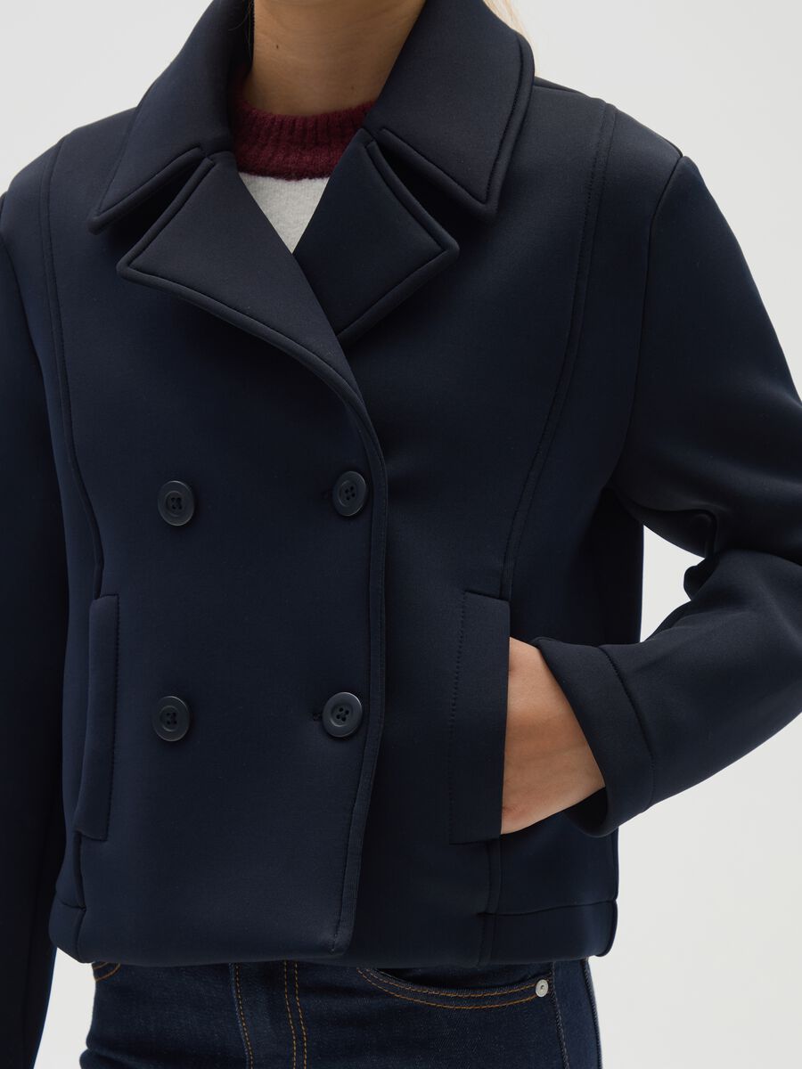 Girls' jacket in blue stretch fabric_3