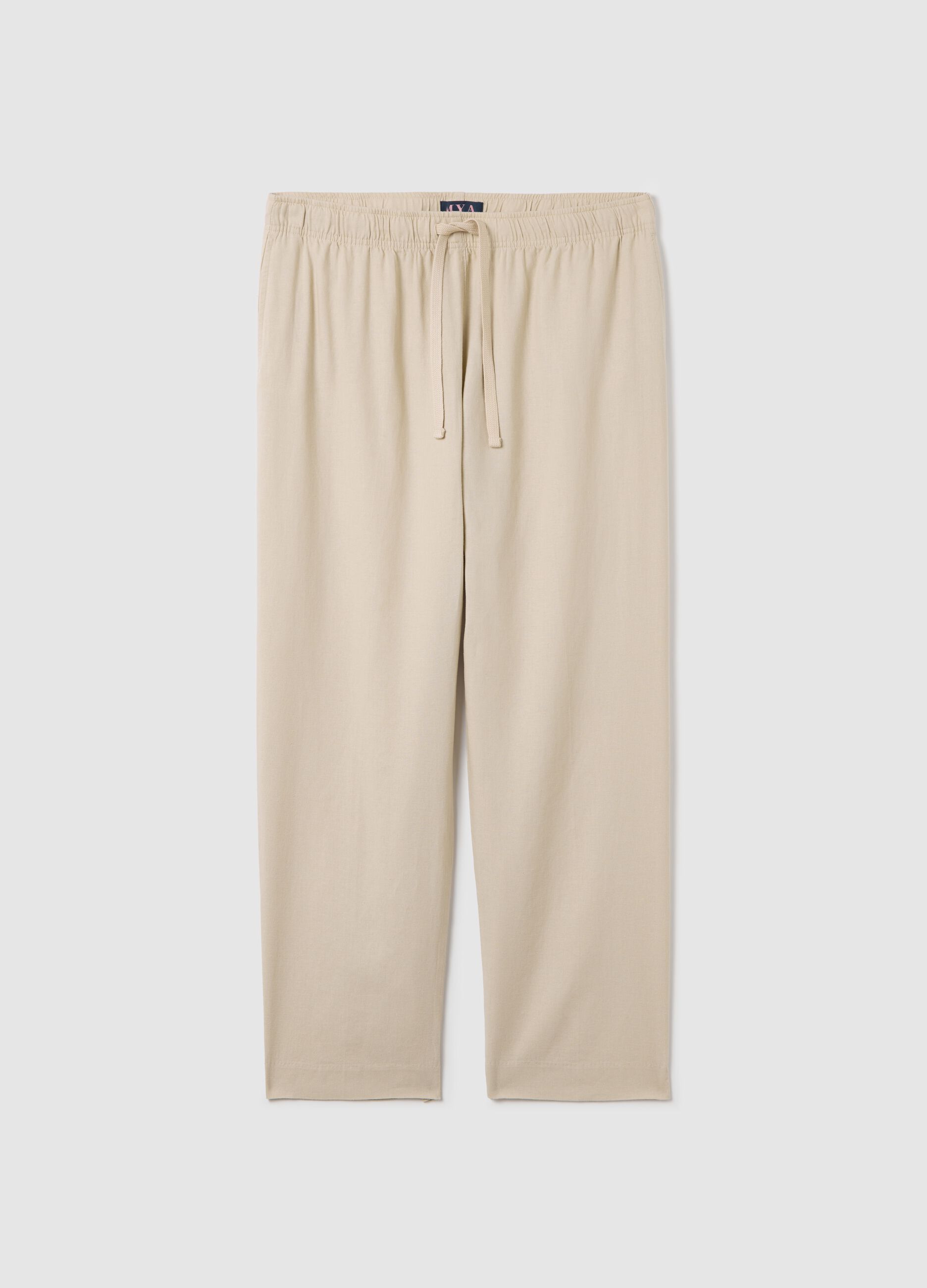 Curvy wide-leg trousers in linen and viscose
