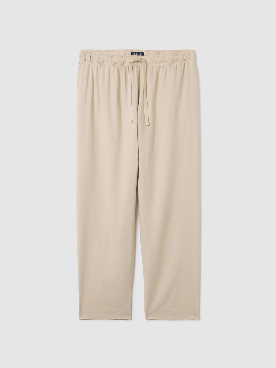 Curvy wide-leg trousers in linen and viscose_4