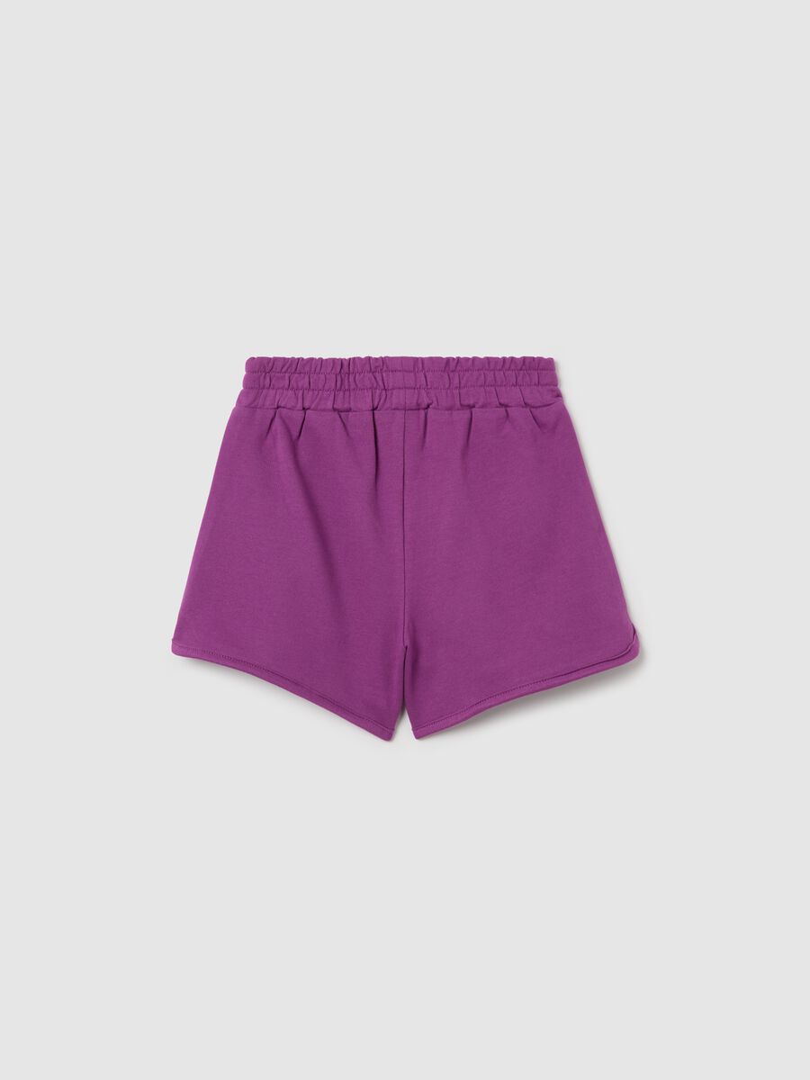 Purple French terry shorts with print_1