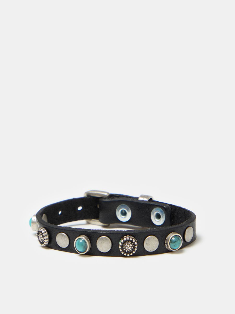 Leather bracelet with conchos_0