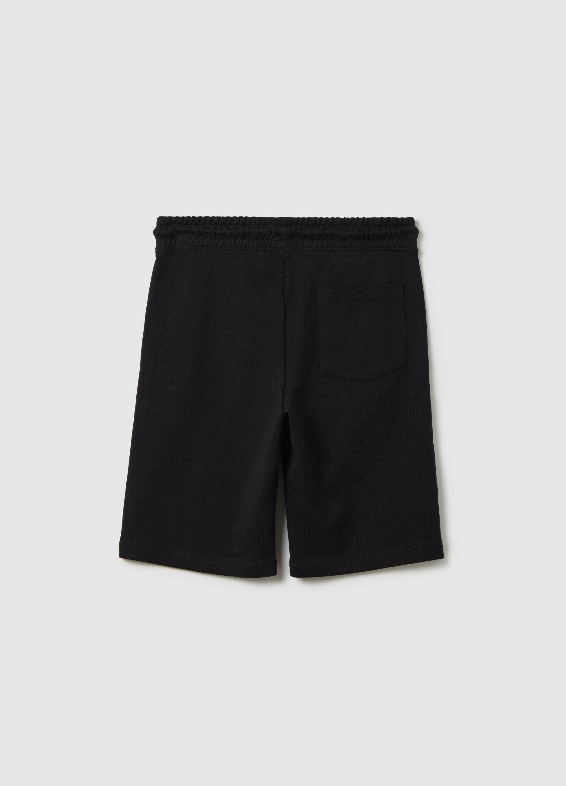 Pantaloni corti da ragazzo in puro cotone nero regular fit