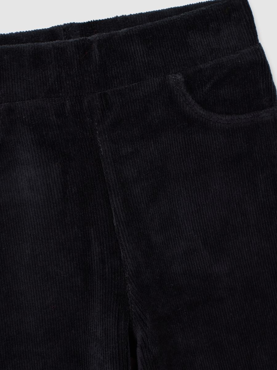 Girls' black cotton blend flare trousers_2