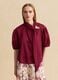 Red pure cotton regular-fit blouse with bow_0