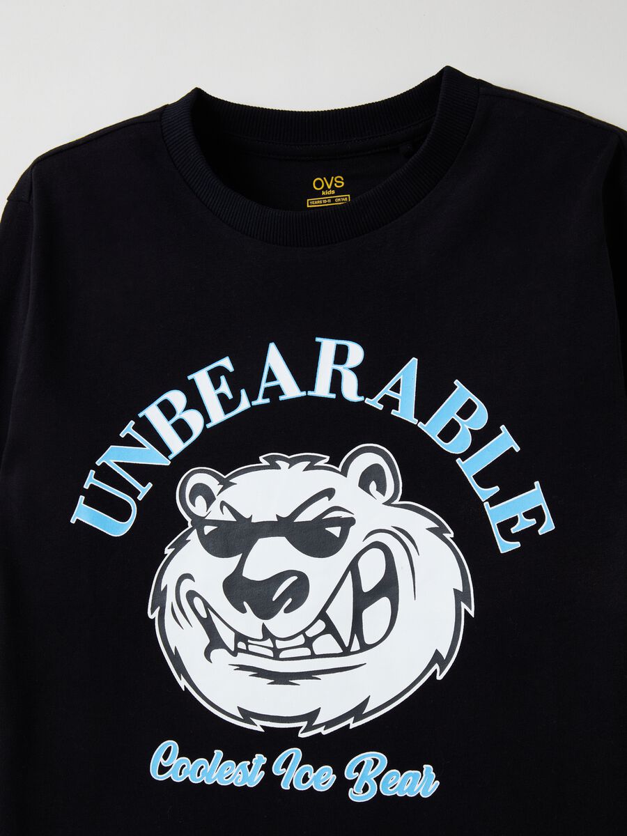 T-shirt a maniche lunghe stampa orso_2