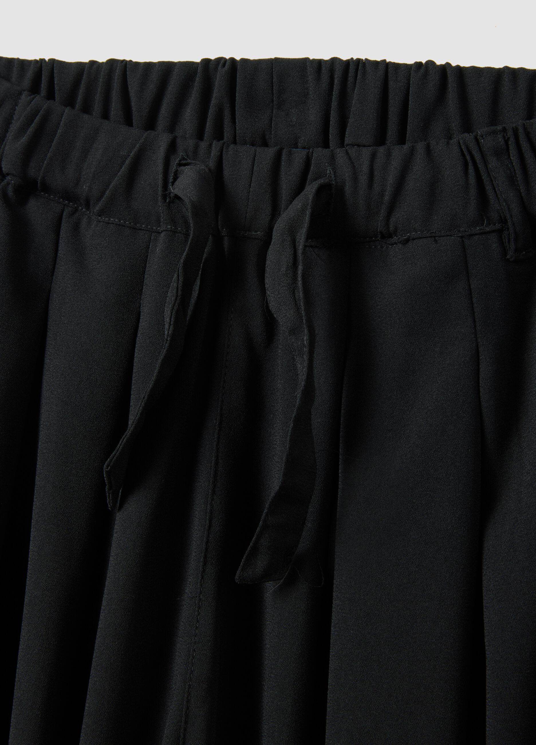 Girls' black pure cotton wide leg trousers