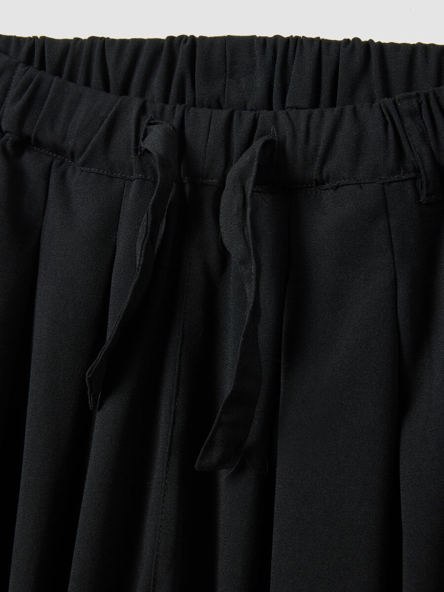 Pantaloni in puro cotone nero da ragazza wide leg_5