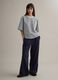 Blue stretch cotton trousers with regular fit_0