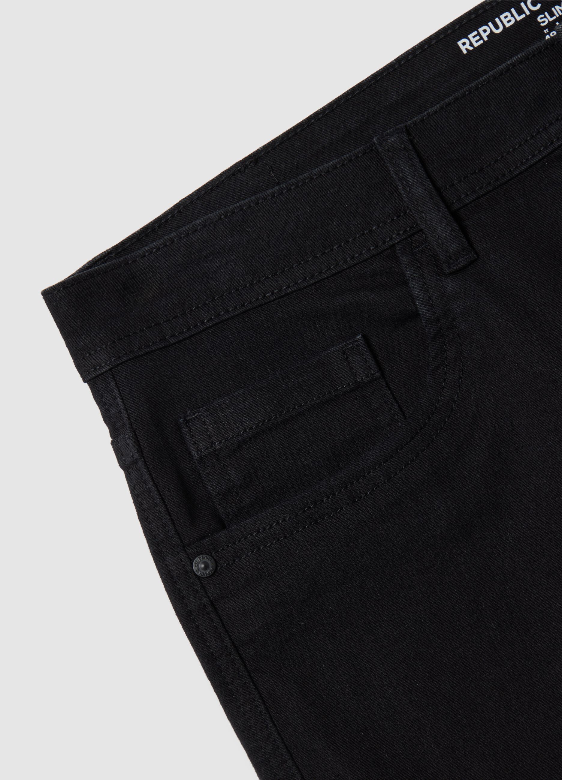 Black stretch denim shorts by Ovs