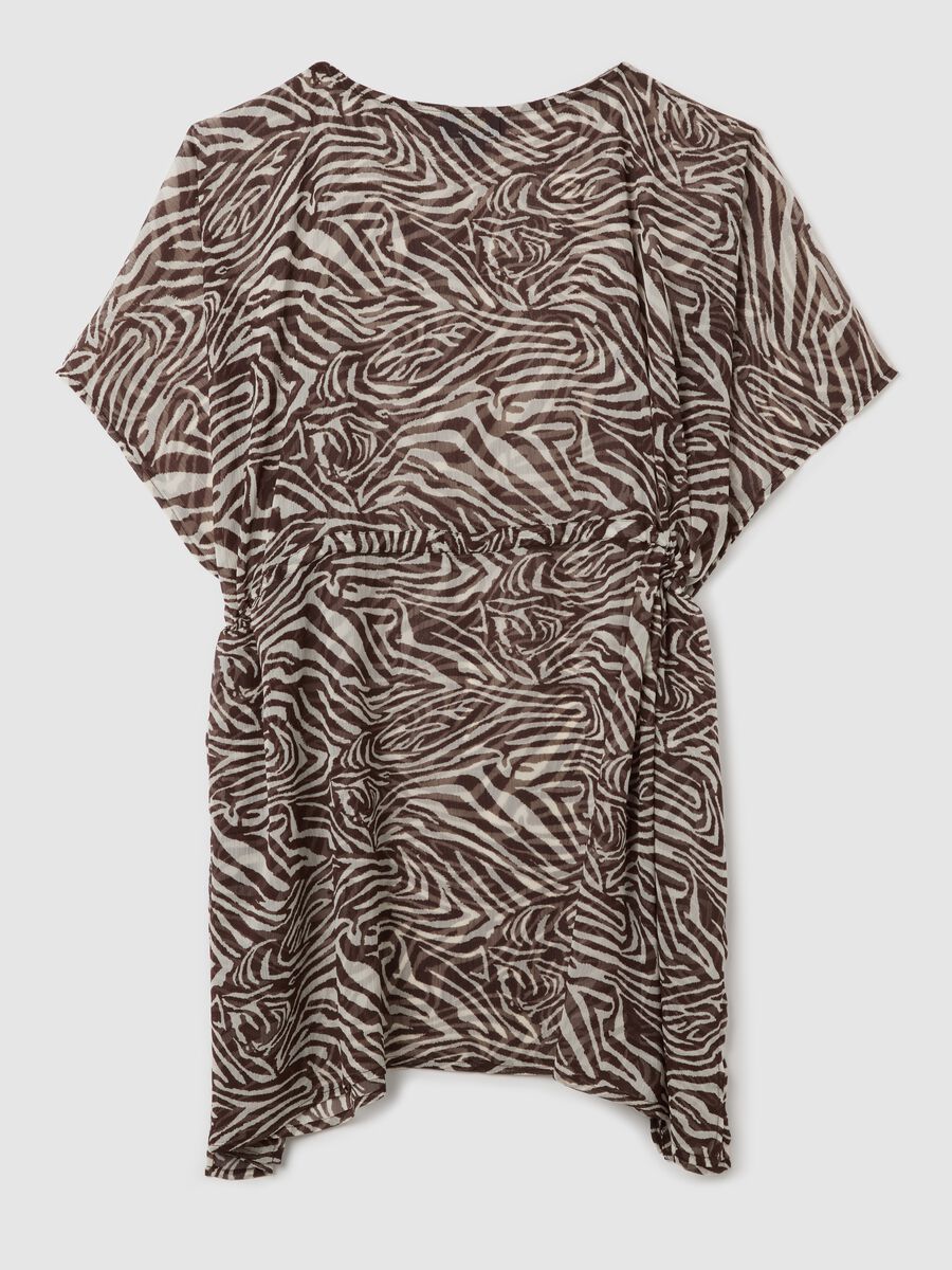 Women’s multicoloured beach cover-up in mixed fabric with zebra print_4