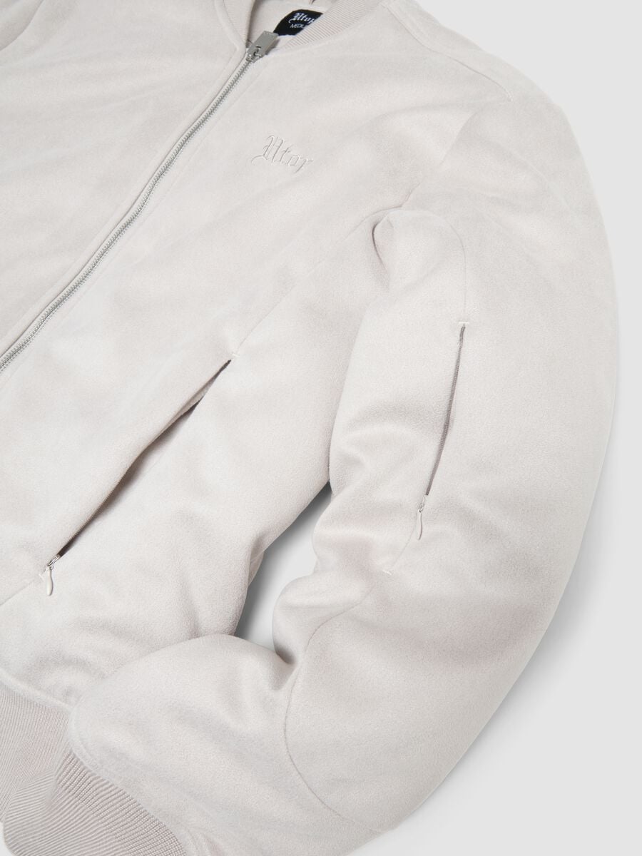 Faux Suede Bomber Jacket Light Beige_7
