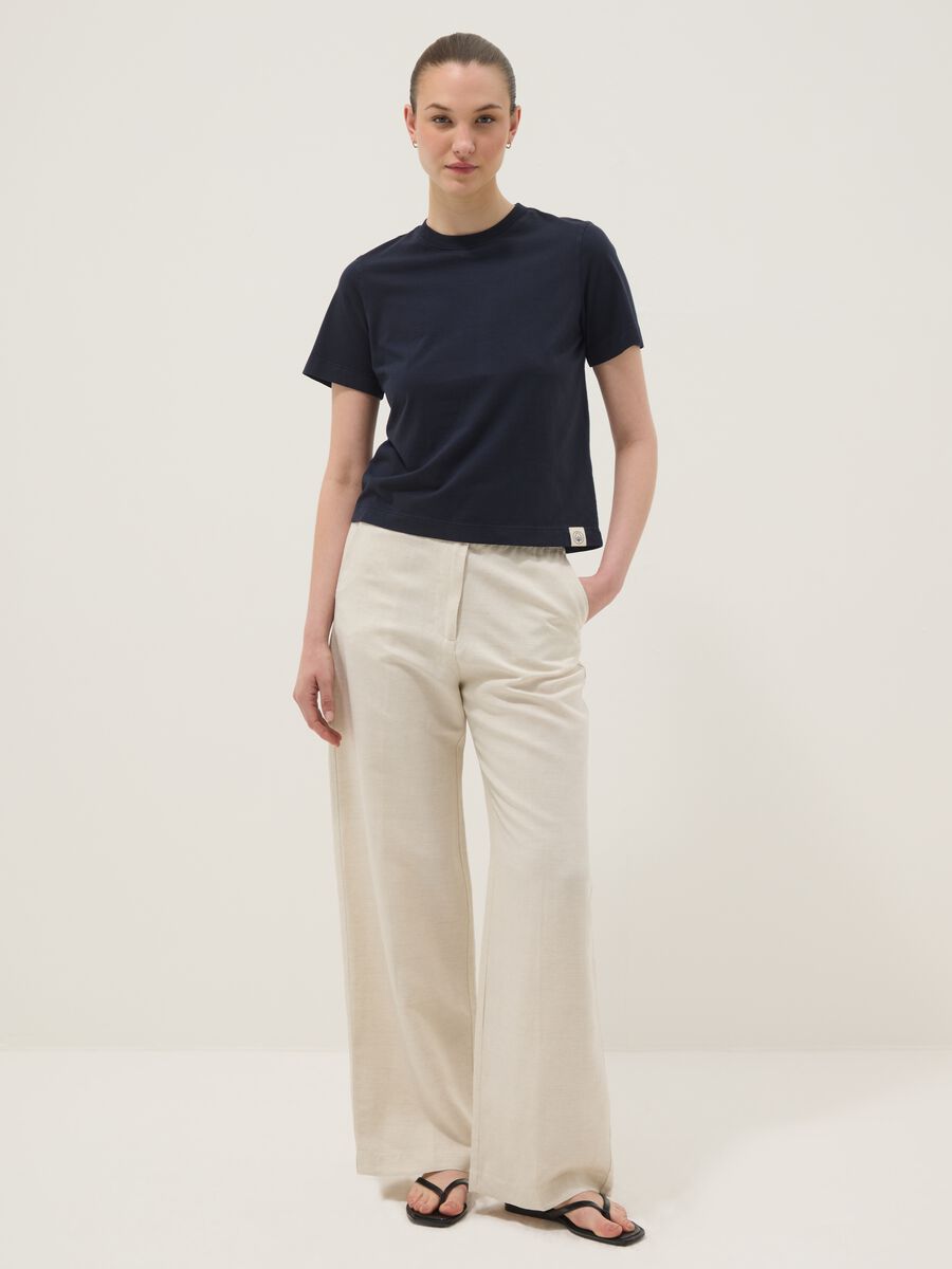 T-shirt blu a maniche corte in puro cotone regular fit_2