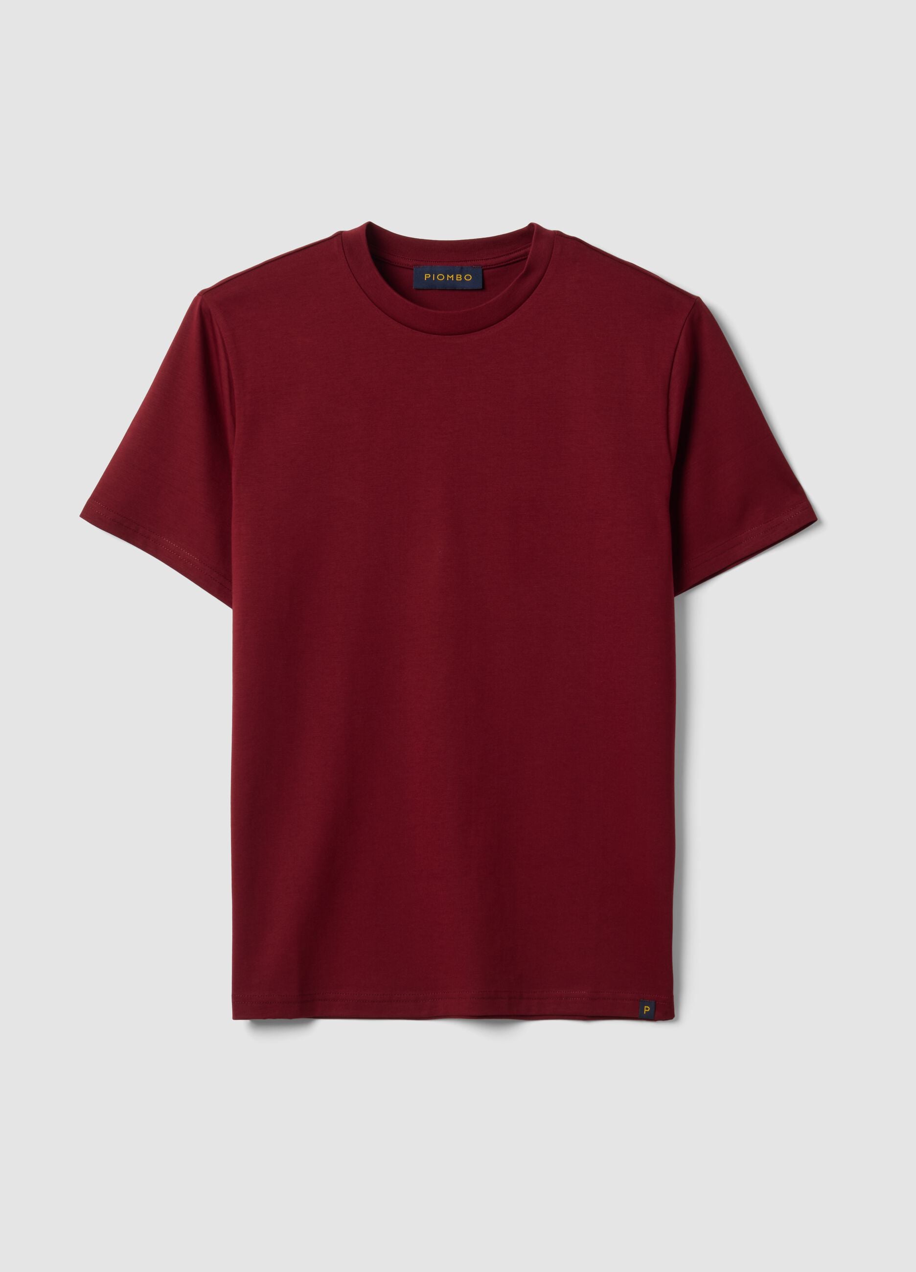 Red Supima cotton crew-neck T-shirt, regular fit