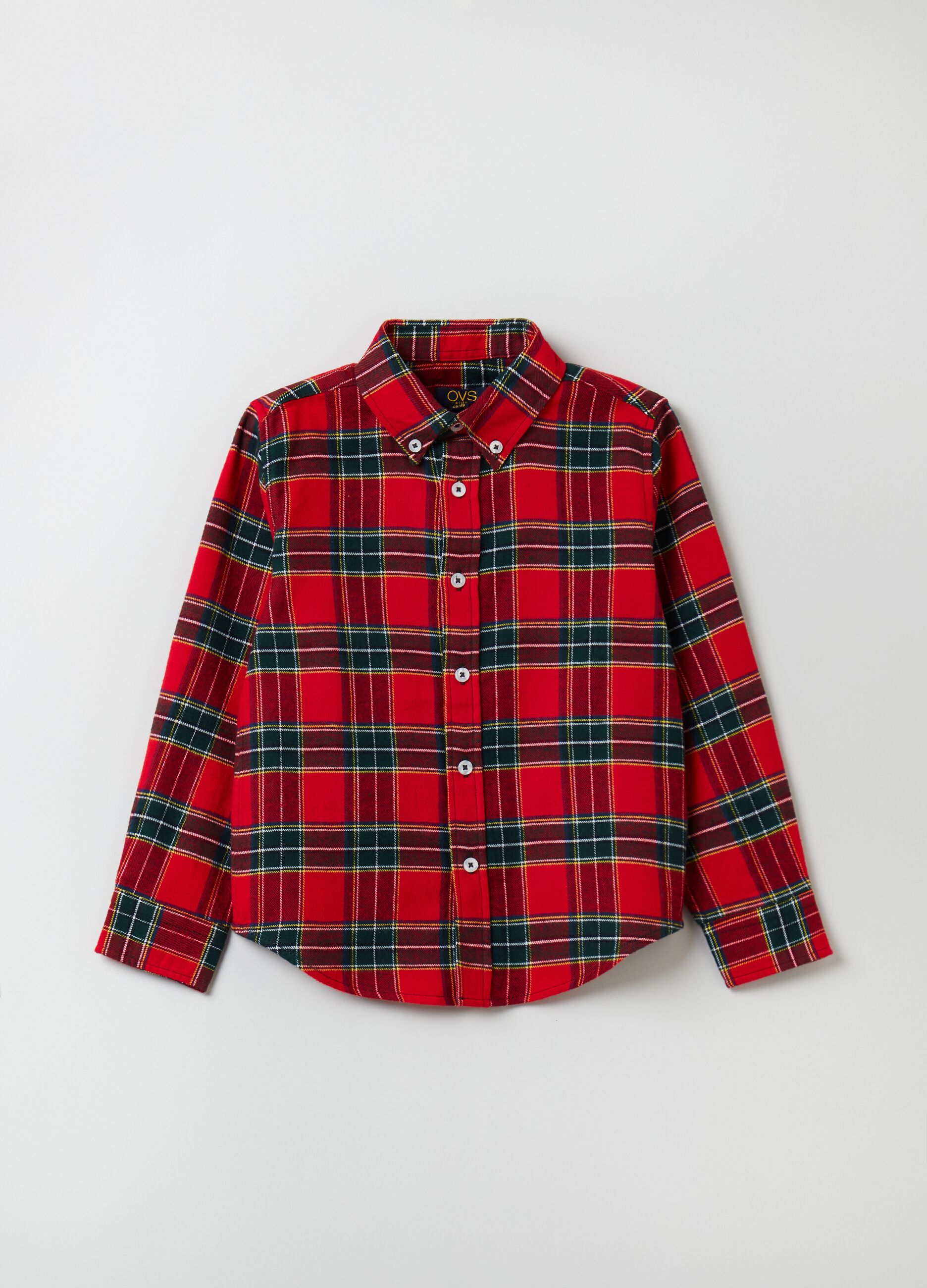 Camicia in flanella fantasia tartan Verde Rosso OVS KIDS da