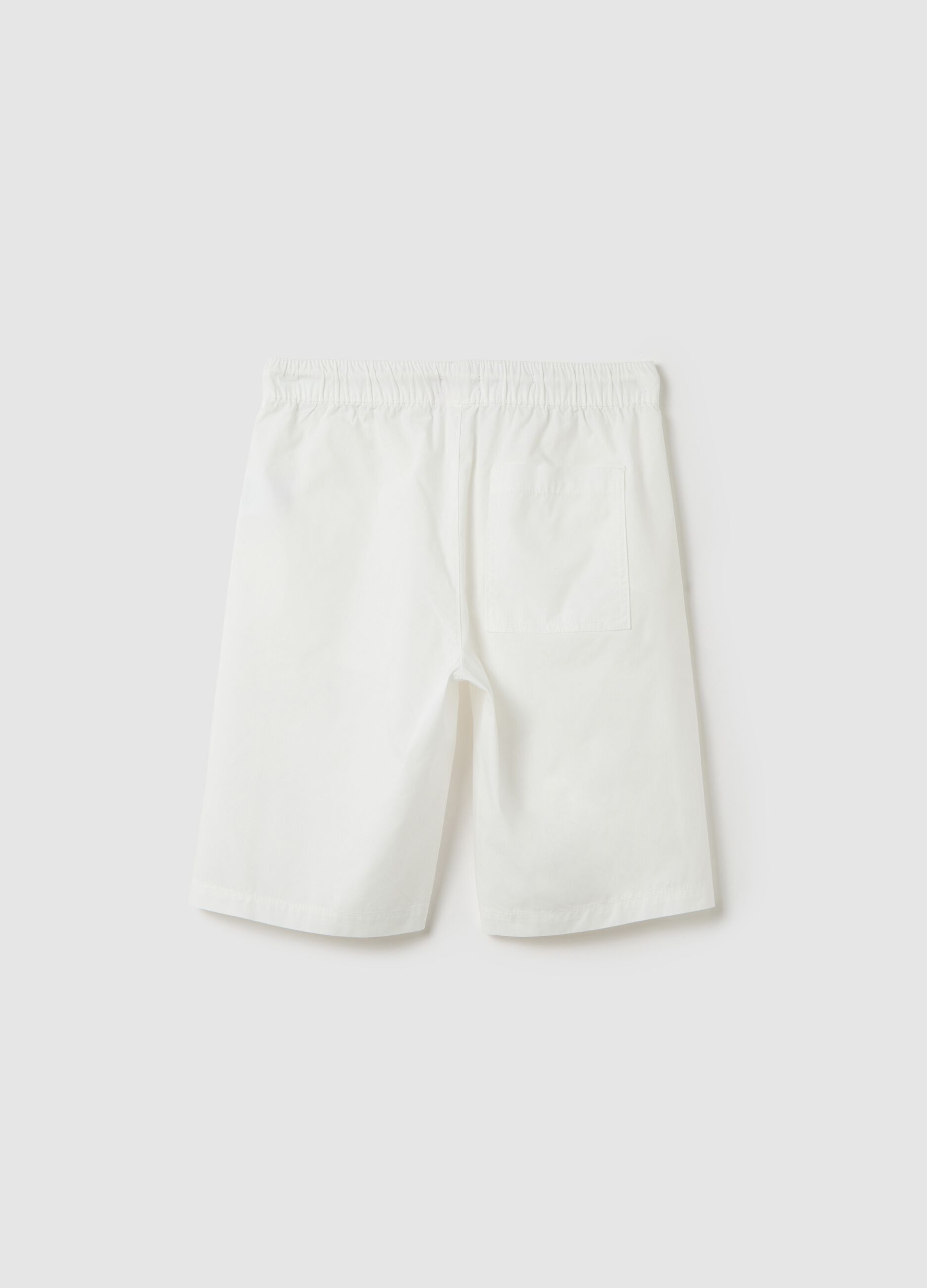 Shorts da ragazzo in puro cotone bianco regular fit con coulisse