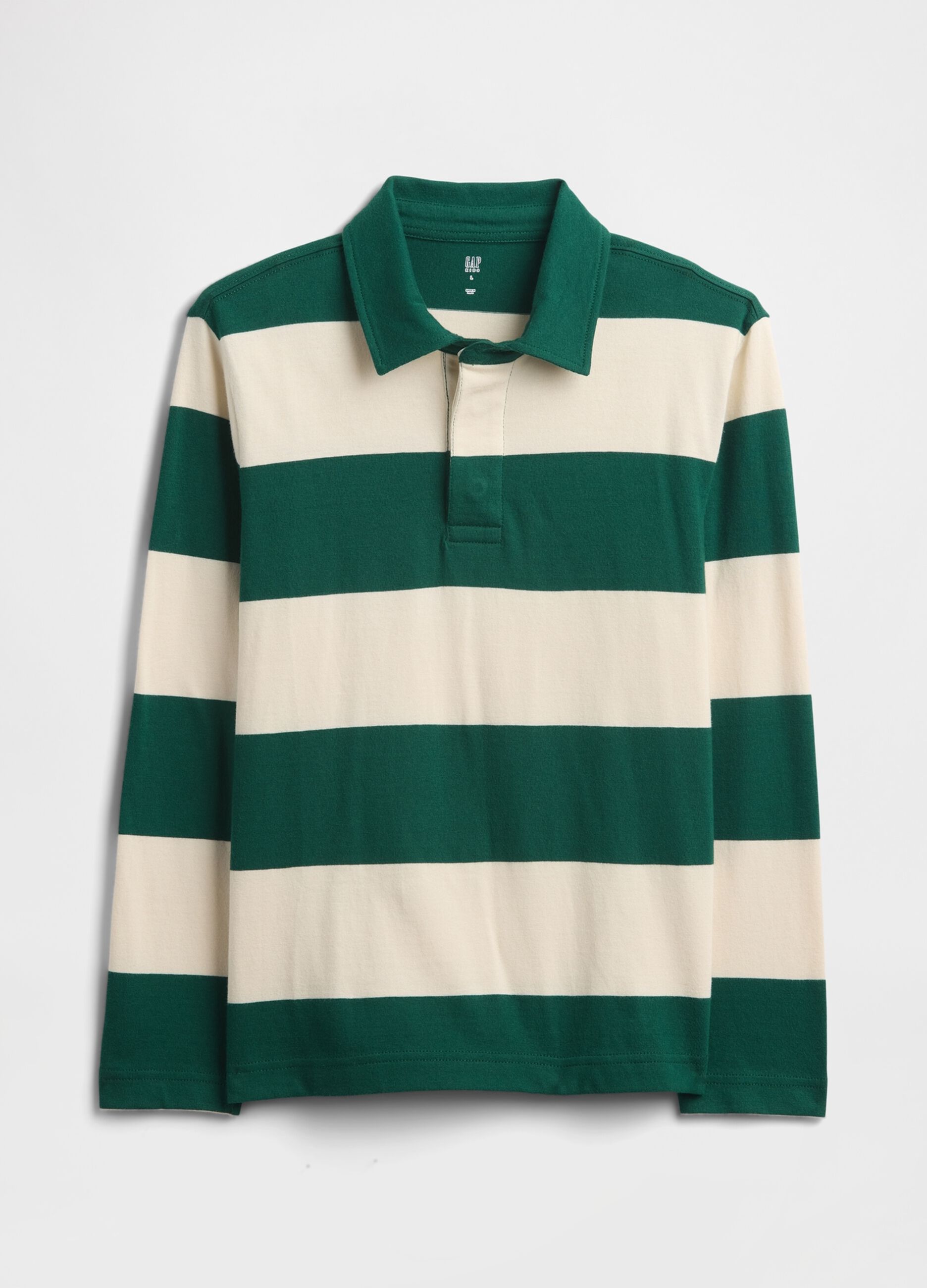 Green and beige long sleeve cotton polo