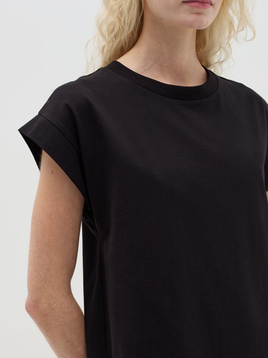 Essential black cotton T-shirt dress_2