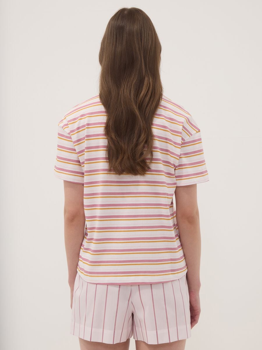 White striped organic cotton pyjama T-shirt with Mickey Mouse print_3