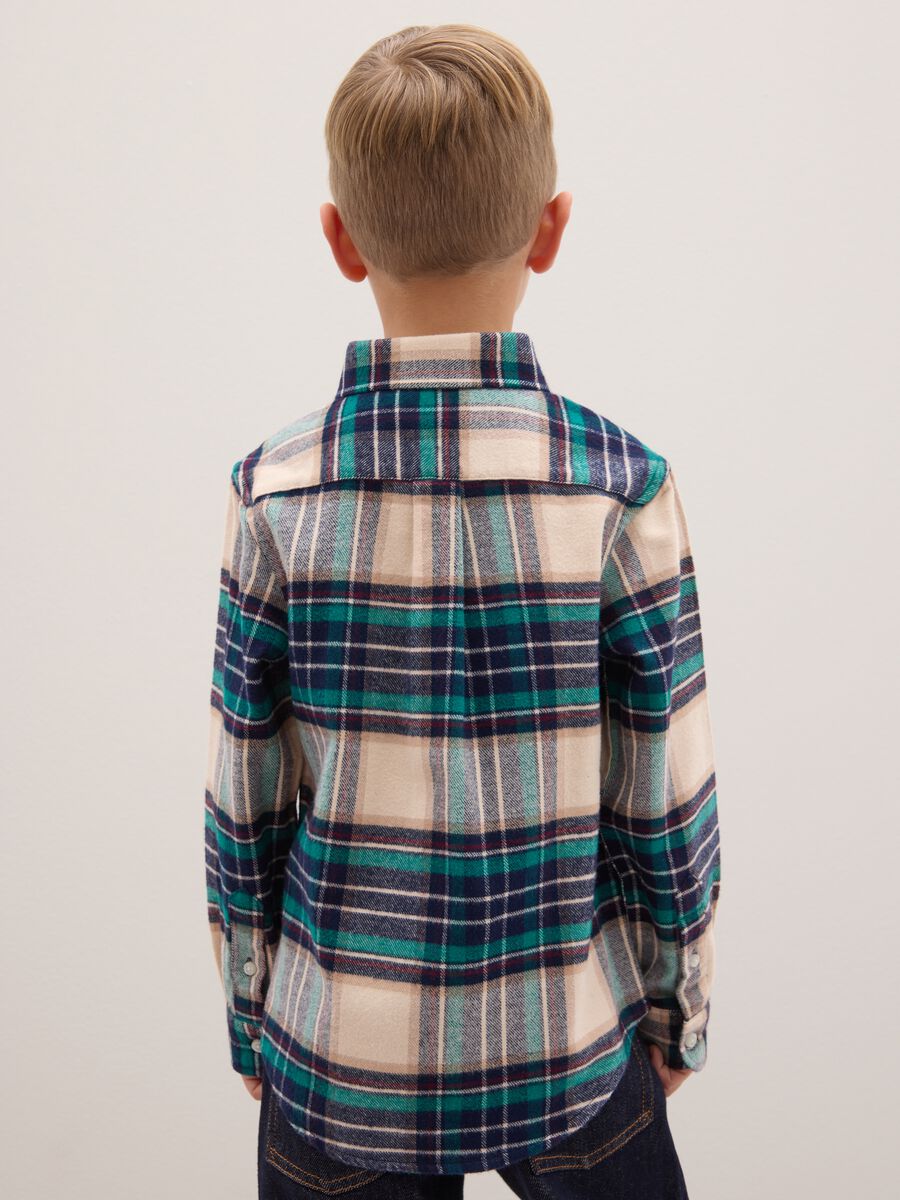 Multi-coloured check shirt for boys in pure cotton regular fit_1