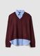 Red viscose-blend top with layered-look effect_4