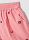 Pink pure cotton shorts with floral sequins_2