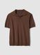 Short-sleeved brown polo shirt in pure cotton_4