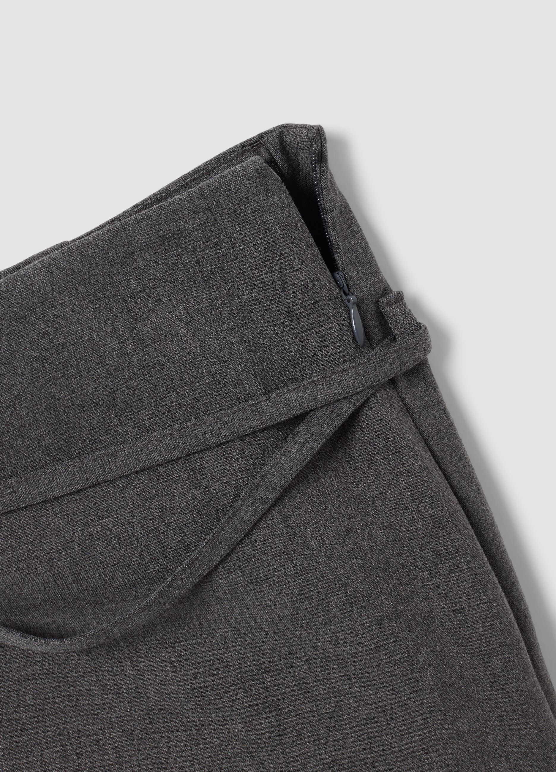 Grey Stretch Viscose Mini Skirt with Belt
