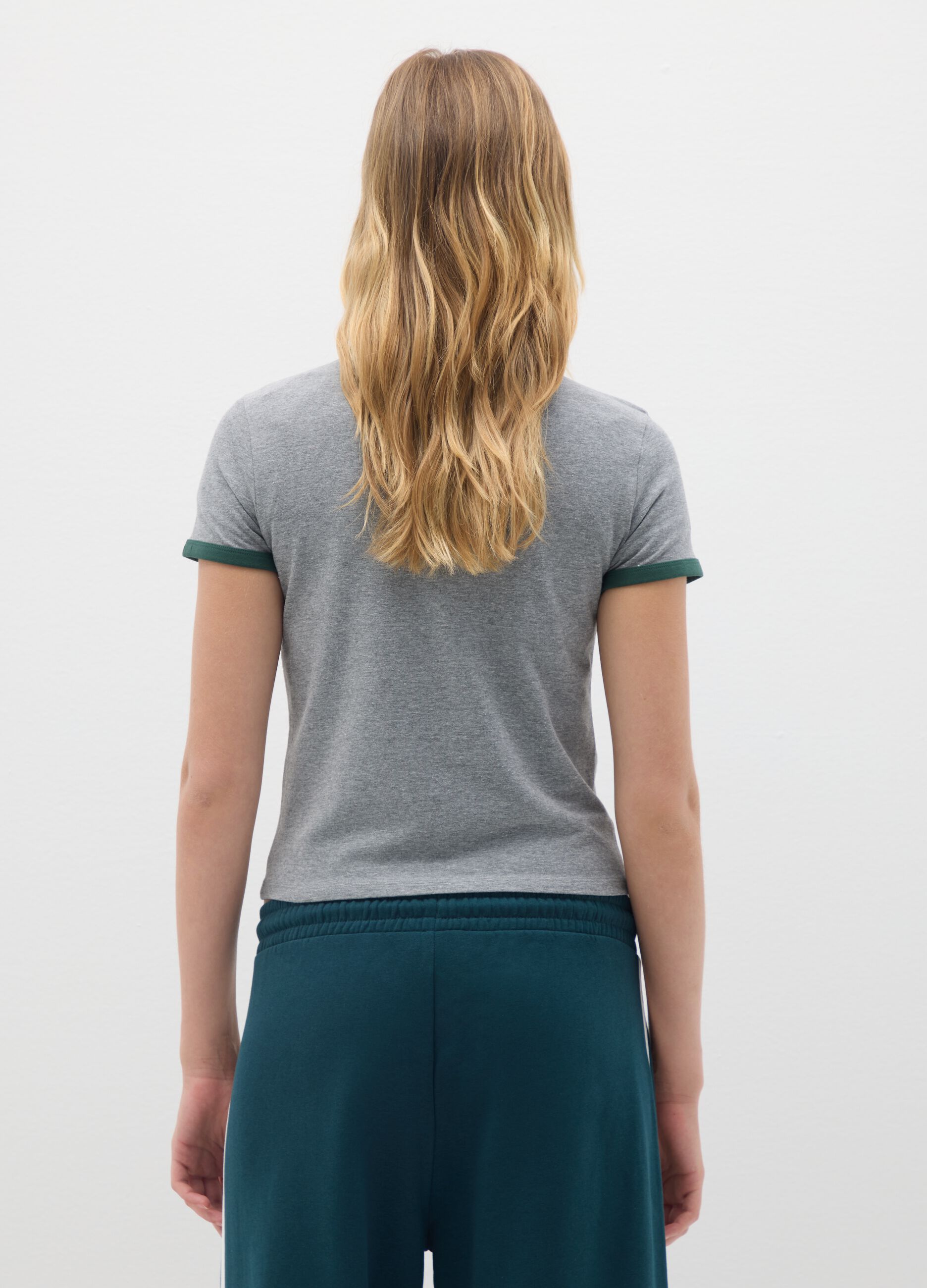 T-shirt in cotone elasticizzato grigia regular fit