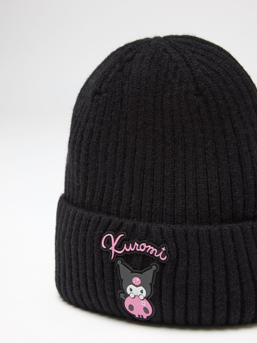 Girls' Black Hat with Kuromi Embroidery_2