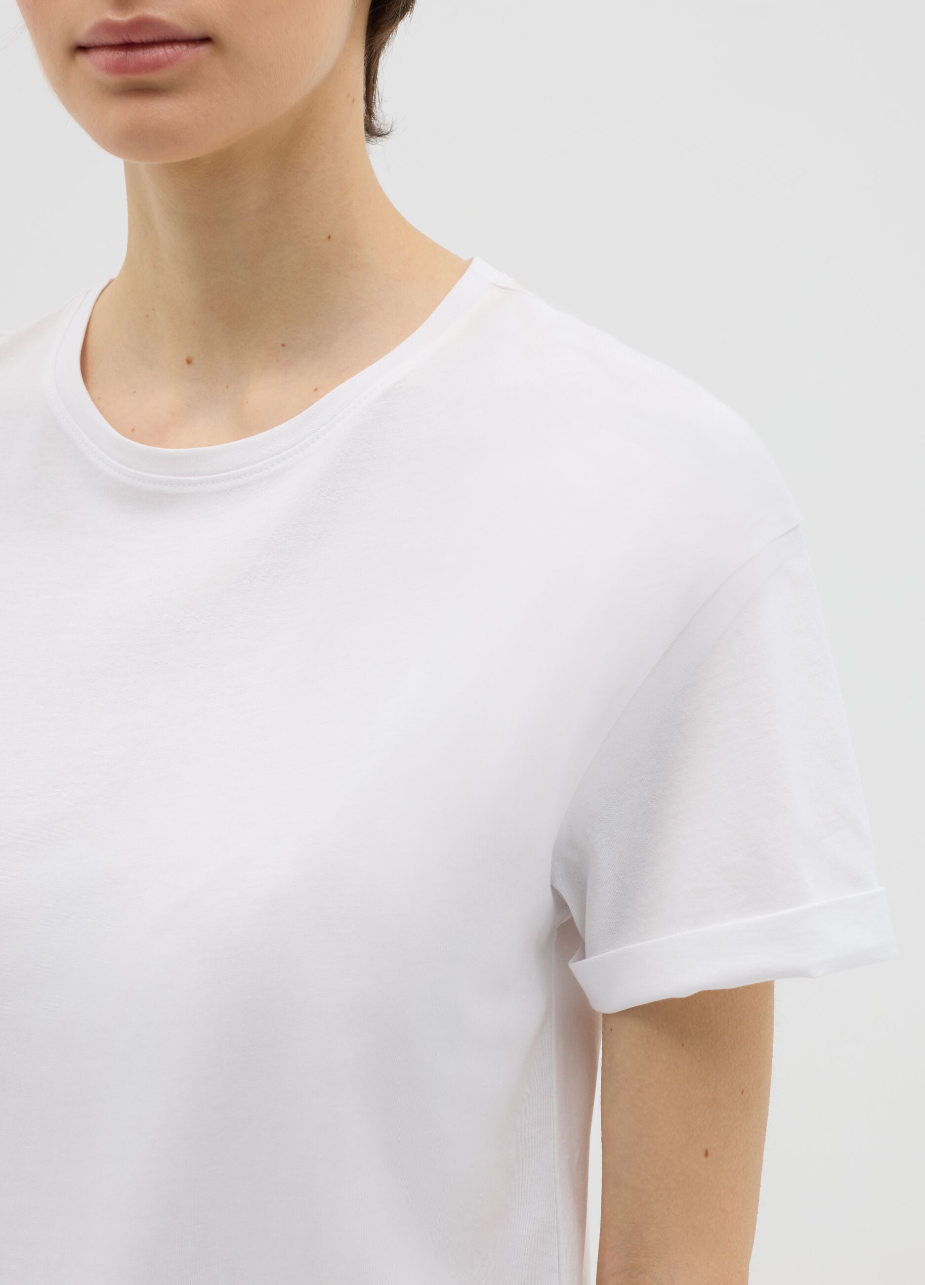 White boxy-fit T-shirt in cotton