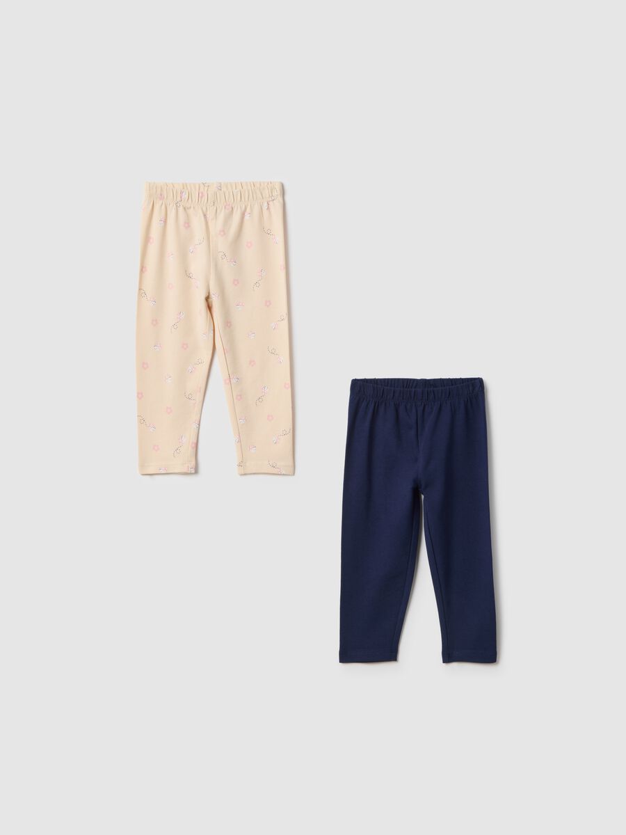 Pack of multicoloured stretch cotton leggings for girls slim fit_0