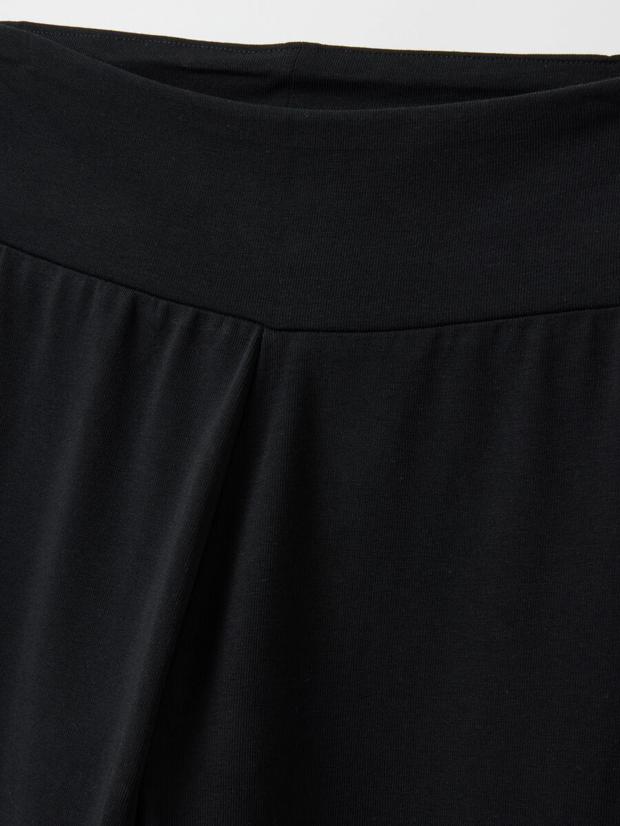 Black Flared Leggings in Stretch Cotton_5