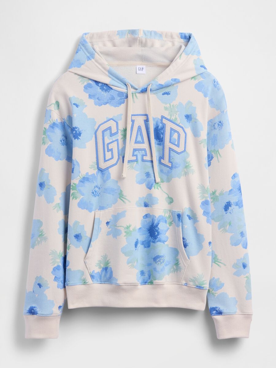 Regular Fit Cotton Blend Sweatshirt with Logo and Floral Pattern_3