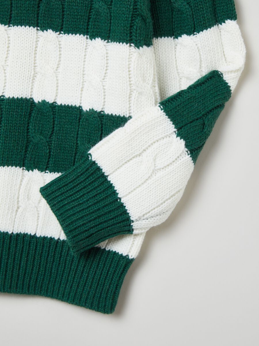 Pullover a righe con lavorazione a trecce_5