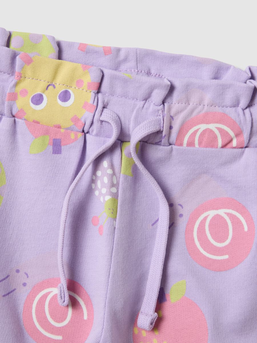 Girls' Regular Fit Purple Pure Cotton Shorts with Prints_1