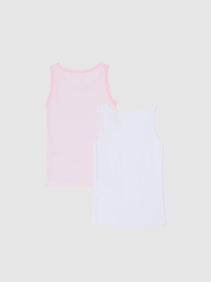 Girls' multicolour cotton sleeveless tops regular fit with lace - twin pack_1