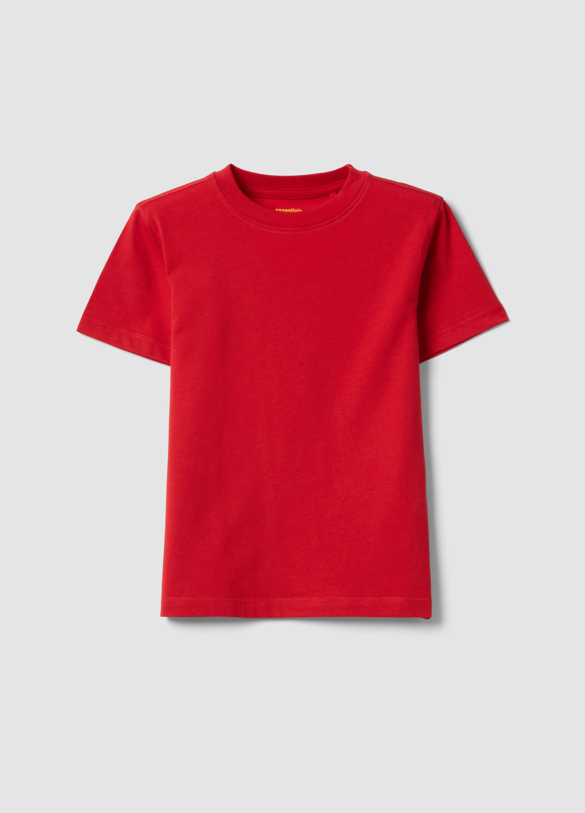 Red pure cotton kids&rsquo; T-shirt, regular fit
