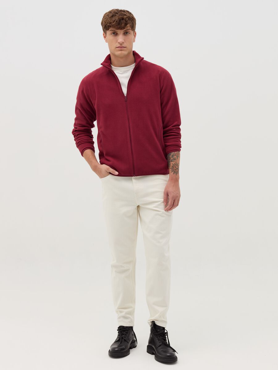 Fleece full-zip sweatshirt with high neck_1